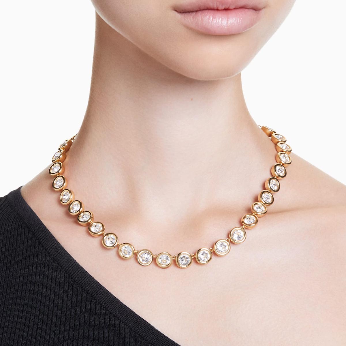 Swarovski Crystal Imber Bezel Necklace in Yellow Tone Plate