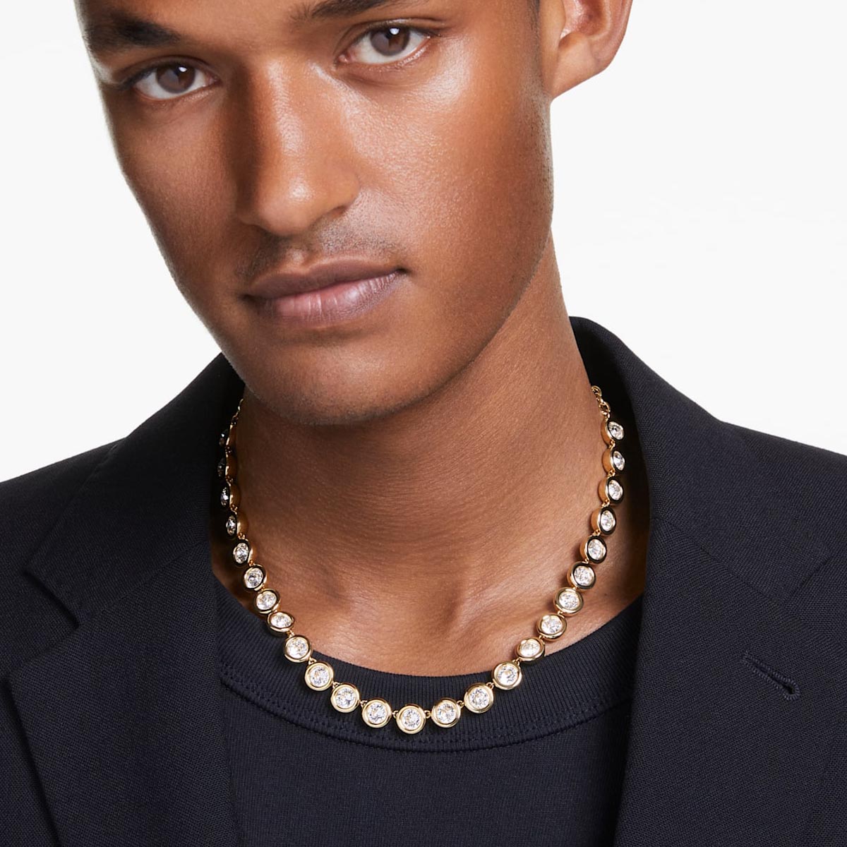 Swarovski Crystal Imber Bezel Necklace in Yellow Tone Plate