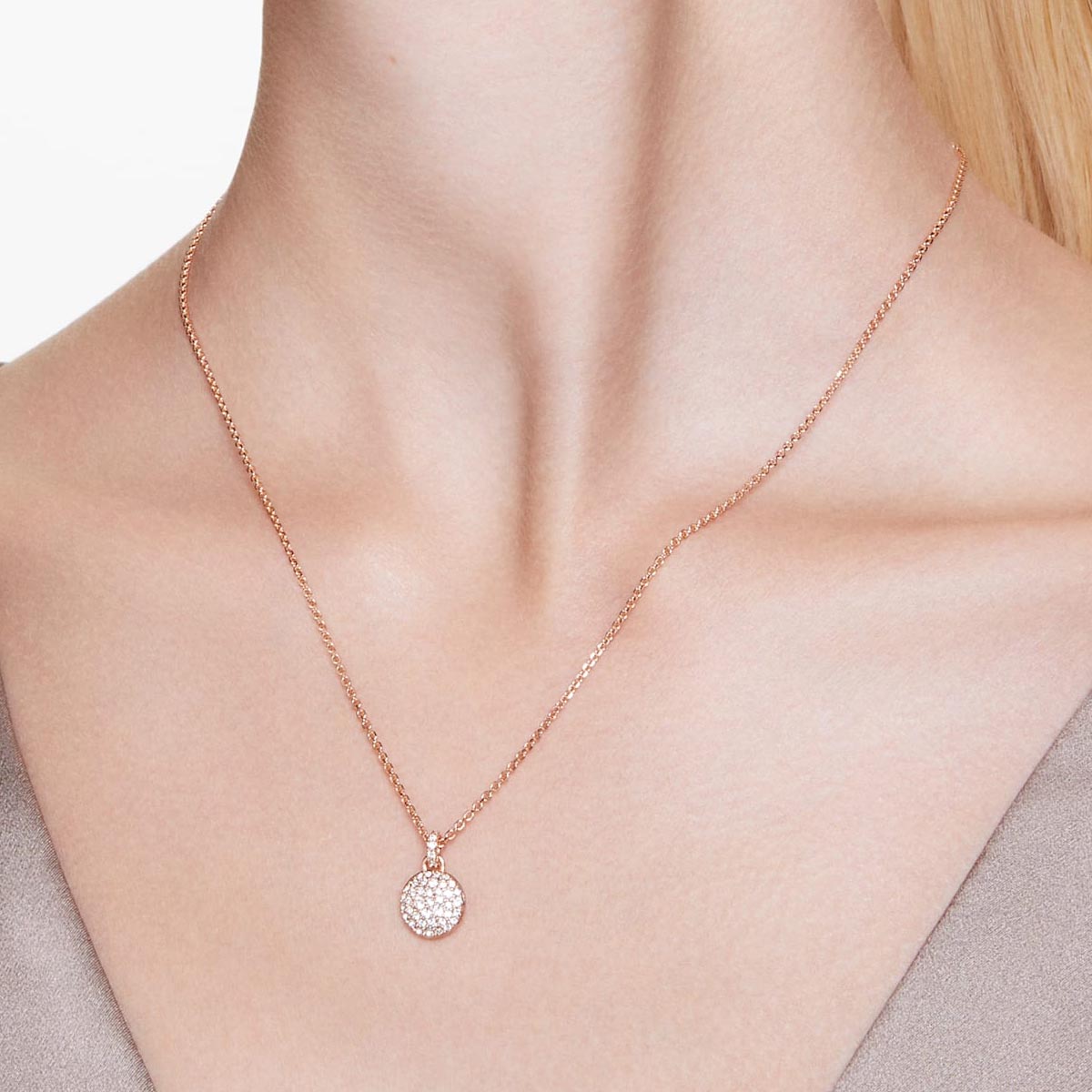 Swarovski Crystal Meteora Necklace in Rose Tone Plate