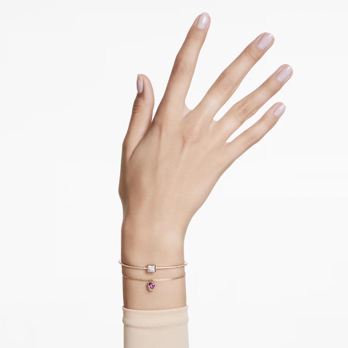 Swarovski Chroma Pink Heart Bangle Bracelet