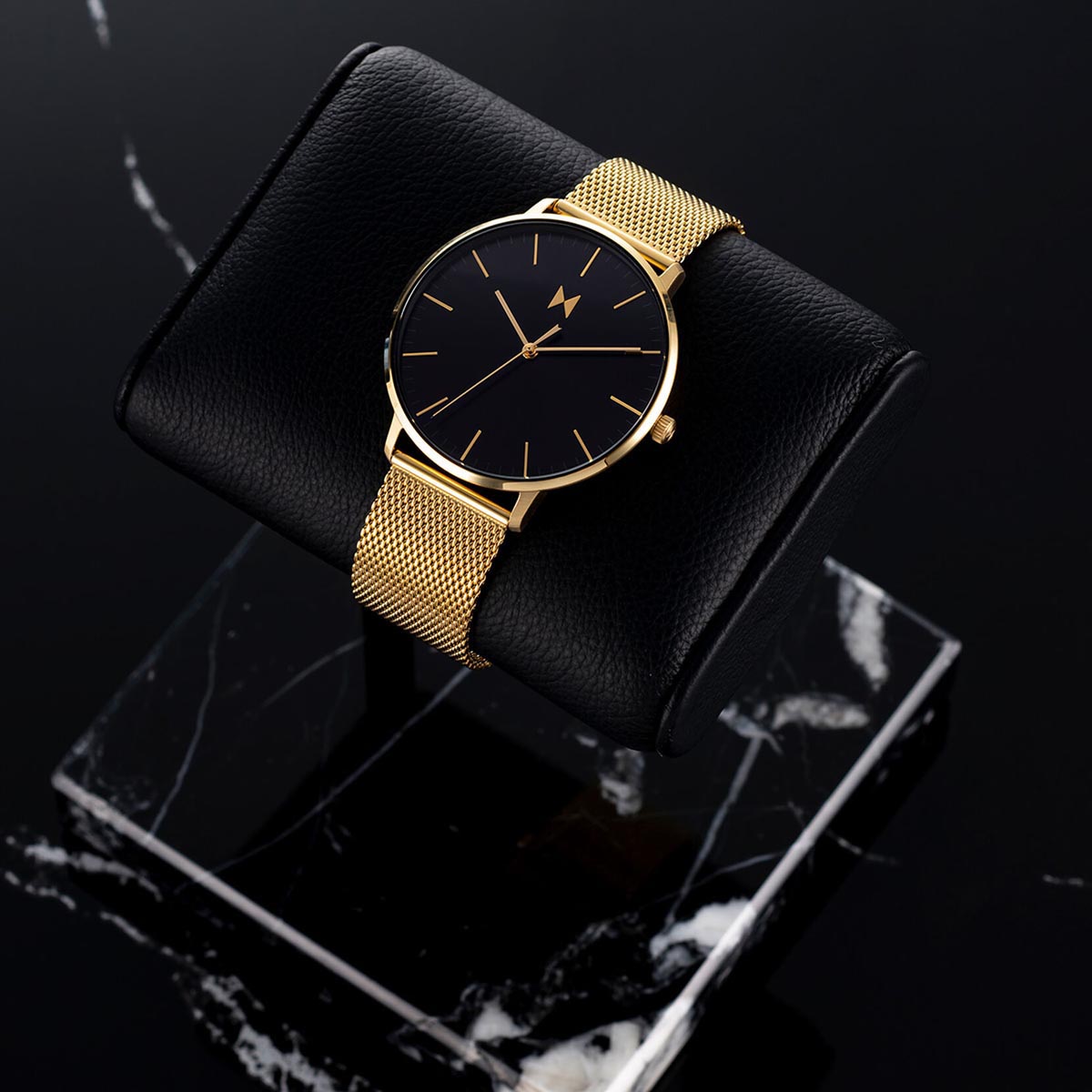MVMT Legacy Slim Mens Watch with Black Dial and Yellow Ion Plated Stainless Steel Bracelet (quartz movement)