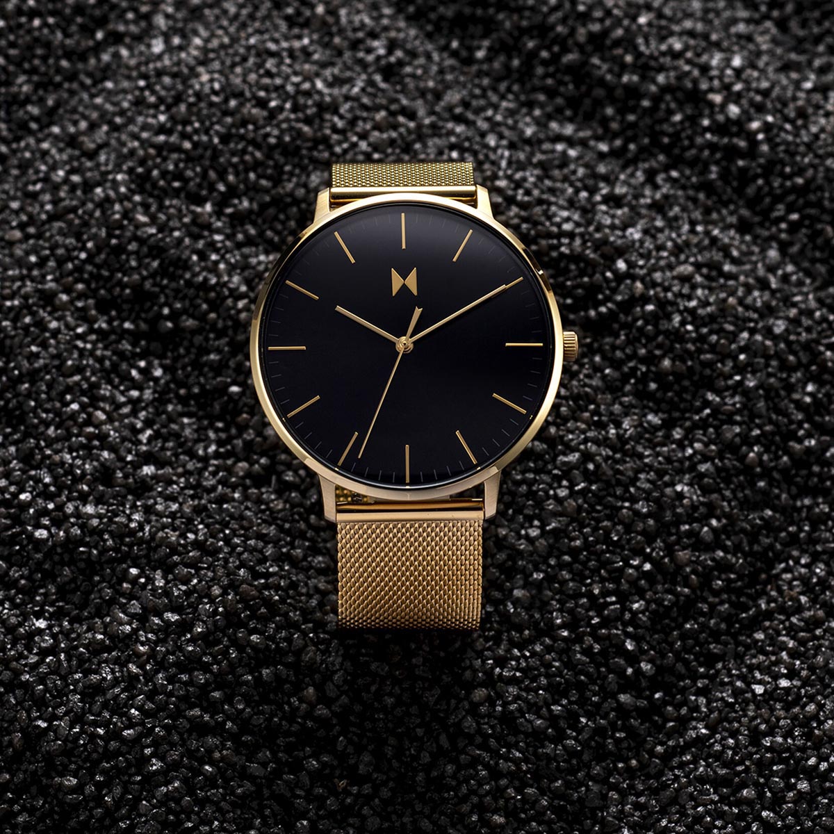 MVMT Legacy Slim Mens Watch with Black Dial and Yellow Ion Plated Stainless Steel Bracelet (quartz movement)