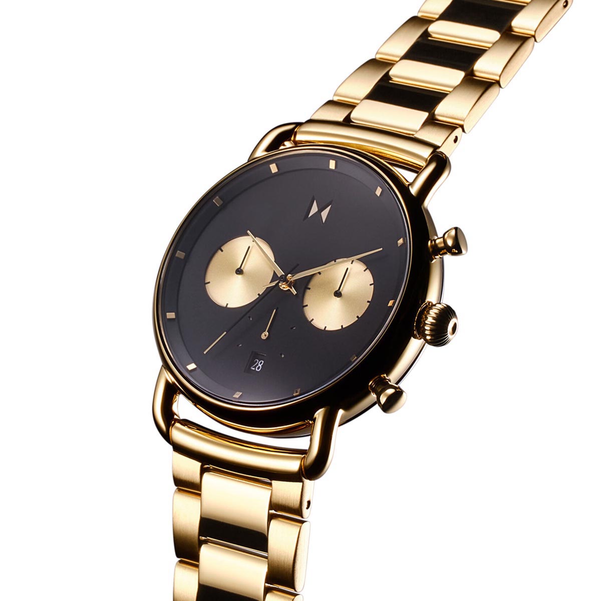 MVMT Blacktop II Mens Chronograph Watch with Gray Dial and Yellow Ion Plated Stainless Steel Bracelet (quartz movement)