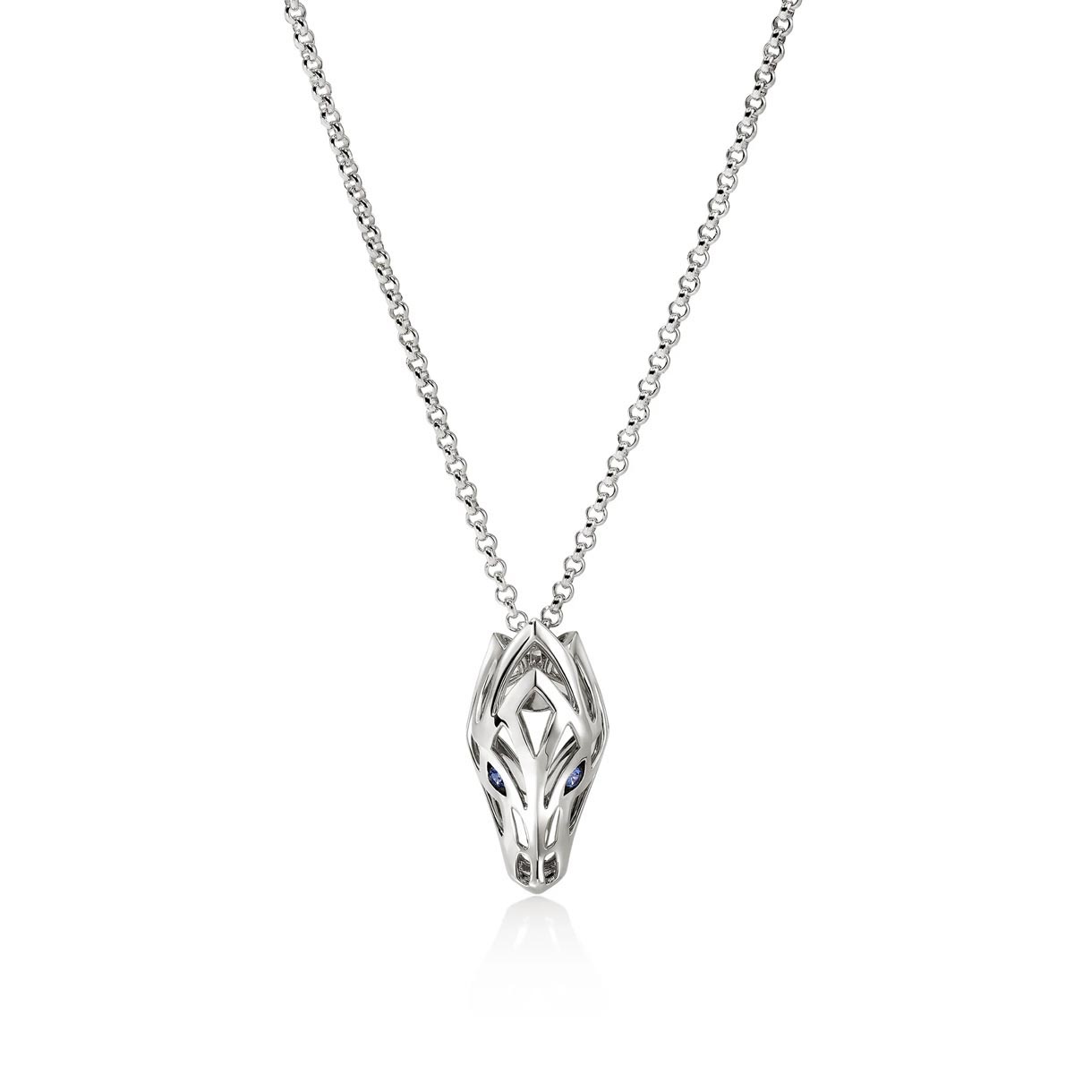 John Hardy Naga Necklace in Sterling Silver with Blue Sapphire