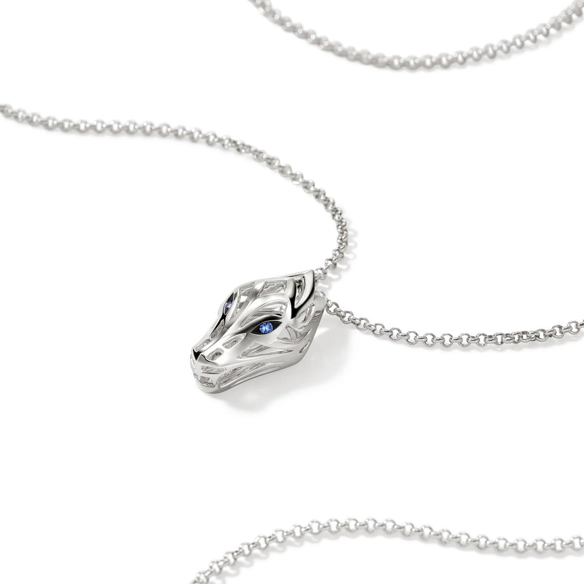 John Hardy Naga Necklace in Sterling Silver with Blue Sapphire