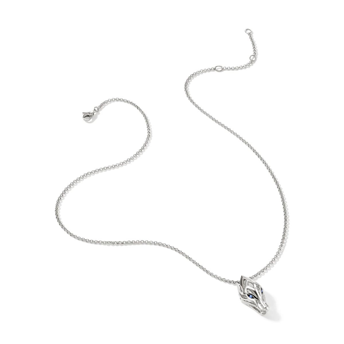John Hardy Naga Necklace in Sterling Silver with Blue Sapphire