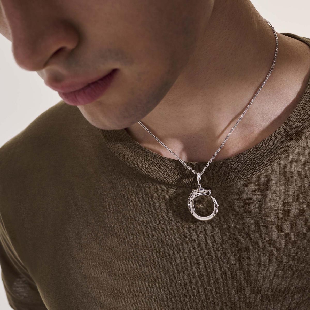 John Hardy Legends Naga Sapphire Necklace in Sterling Silver
