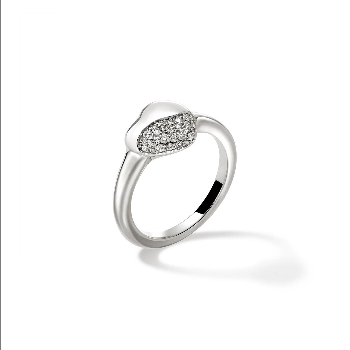 John Hardy Pebble Collection Diamond Pave Heart Ring in Sterling Silver (1/5ct tw)