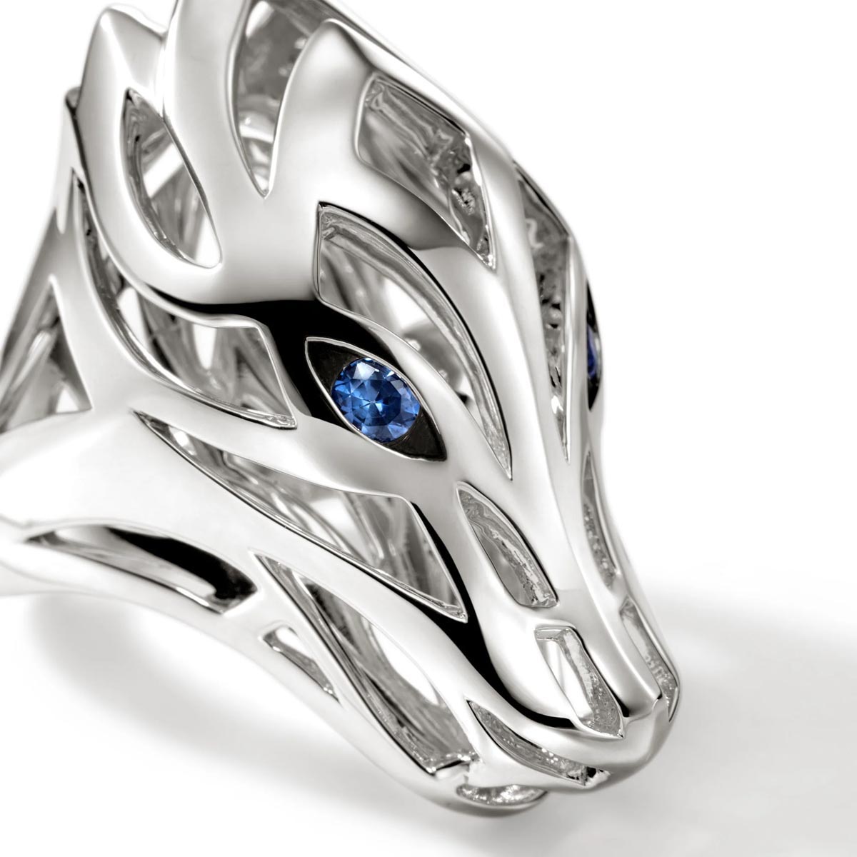 John Hardy Legends Naga Saddle Ring with Sapphires in Sterling Silver