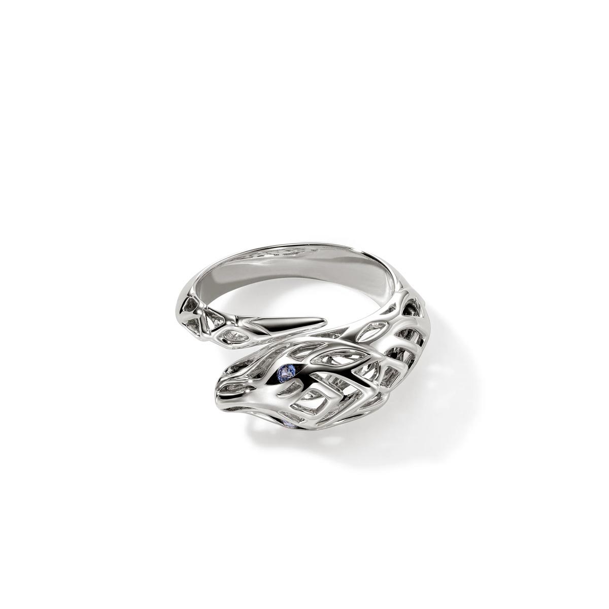 John Hardy Naga Bypass Ring in Sterling Silver with Sapphires (size 7)
