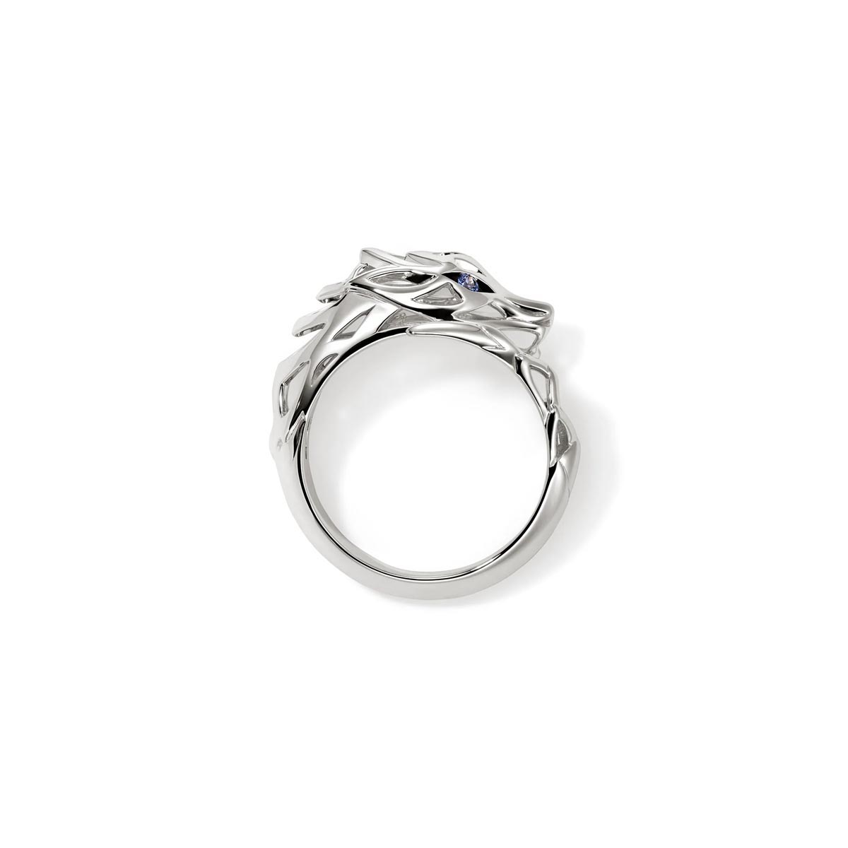 John Hardy Naga Bypass Ring in Sterling Silver with Sapphires (size 7)