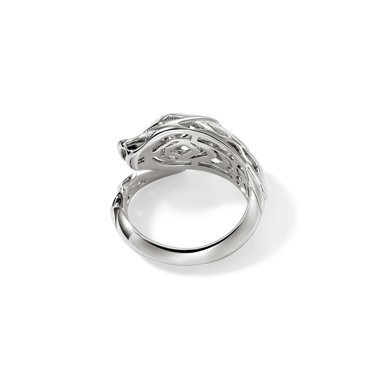John Hardy Naga Bypass Ring in Sterling Silver with Sapphires (size 7)