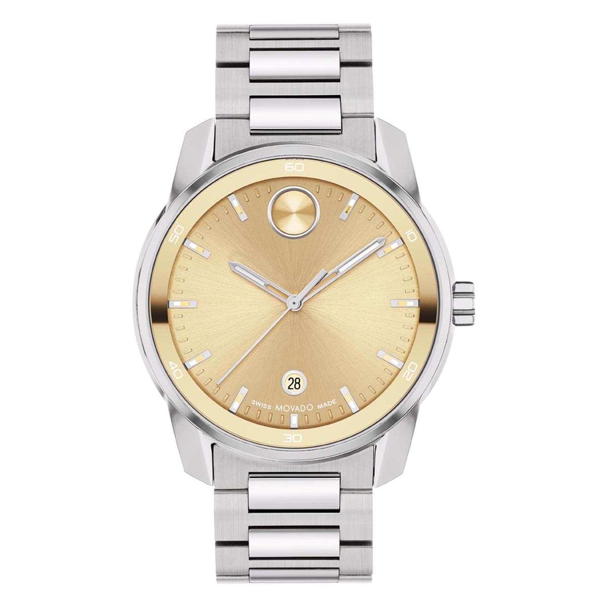 Movado Bold Verso Men's Watch with Gold Tone Dial and Stainless Steel Bracelet (quartz movement)