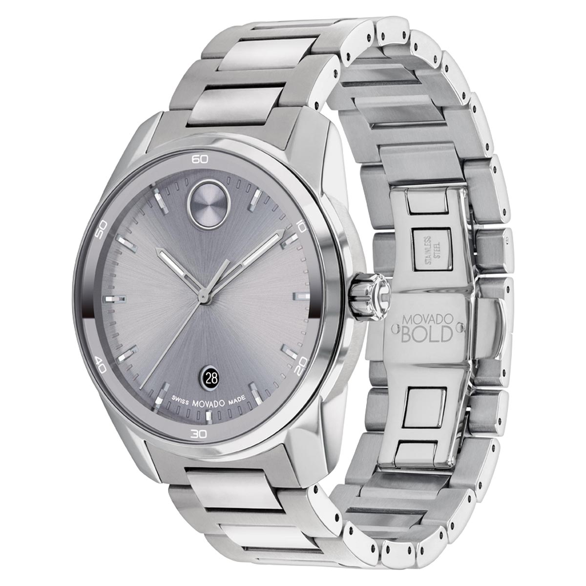 Movado Bold Verso Men's Watch with Gray Dial and Stainless Steel Bracelet (quartz movement)