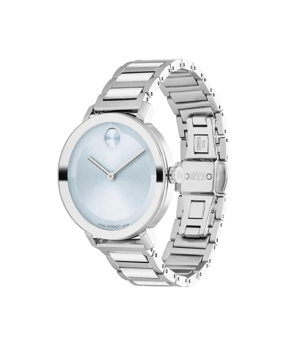 Movado Bold Evolution 2.0 Womens Watch with Light Blue Dial and Stainless Steel Bracelet (quartz movement)