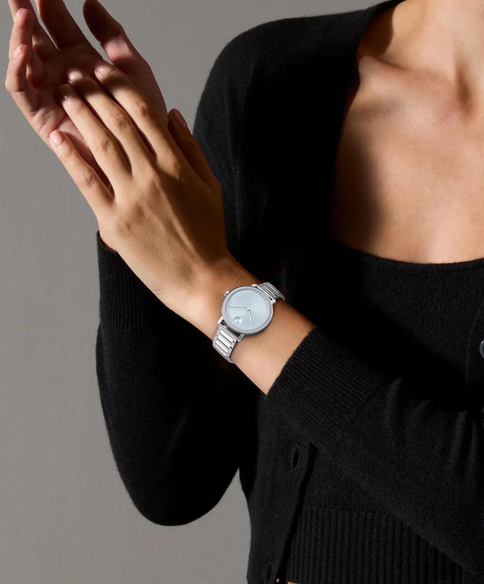 Movado Bold Evolution 2.0 Womens Watch with Light Blue Dial and Stainless Steel Bracelet (quartz movement)