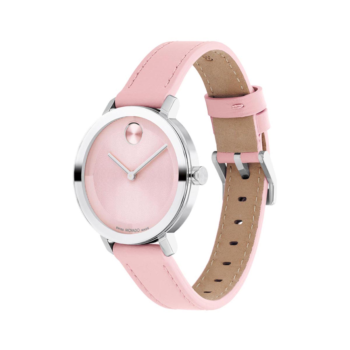 Movado Bold Evolution 2.0 Women's Watch with Pink Dial and Pink Leather Strap (quartz movement)