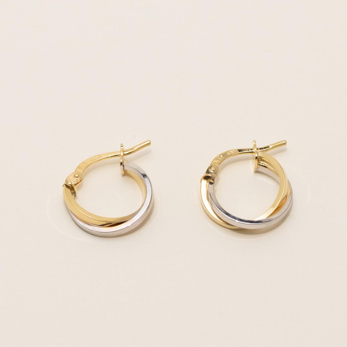 Twist Hoop Earrings in 14kt Yellow and White Gold