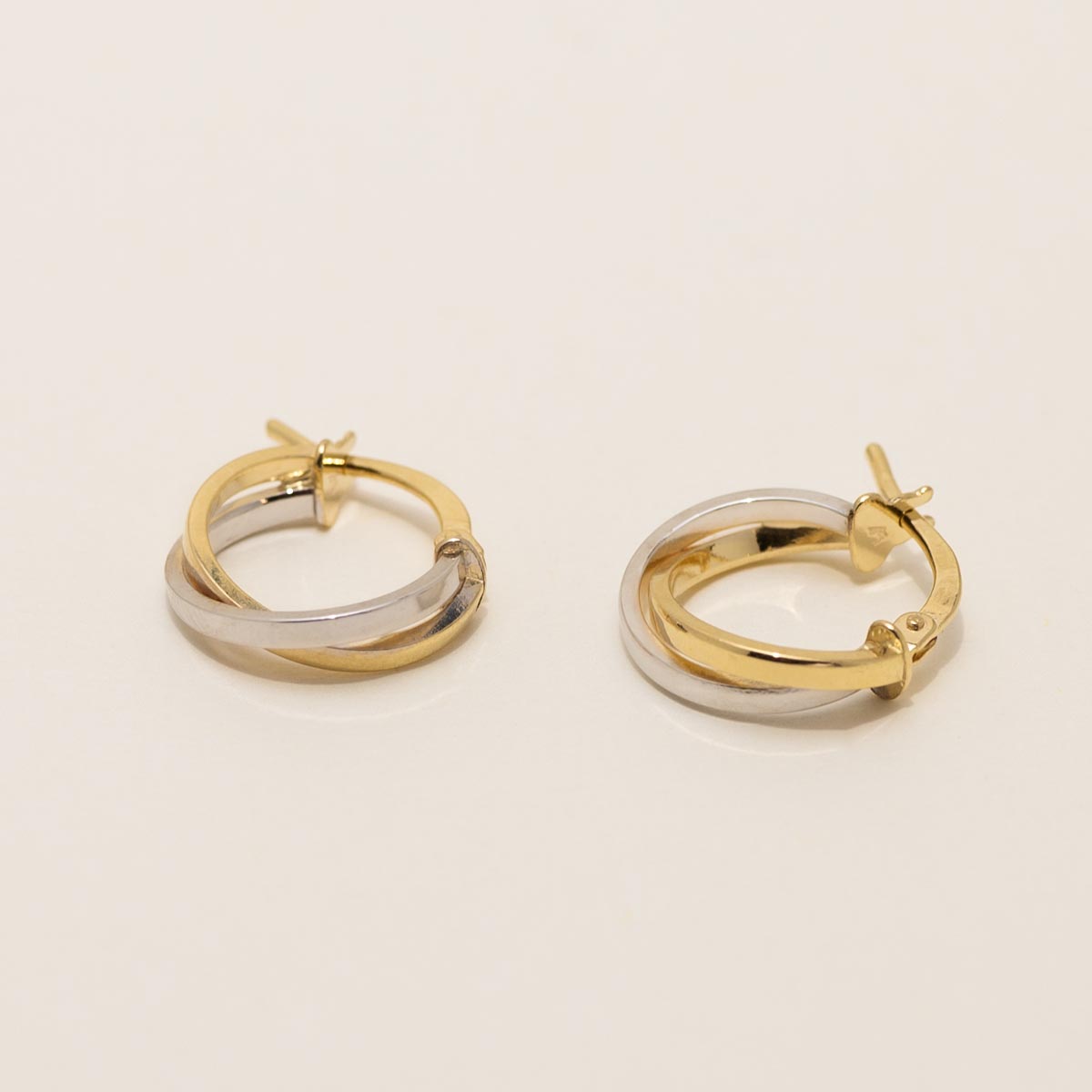 Twist Hoop Earrings in 14kt Yellow and White Gold