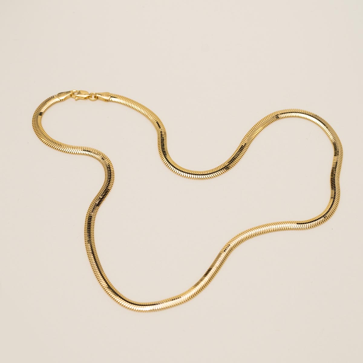 Oval Snake Chain in 14kt Yellow Gold (18 inches and 4.2mm wide)