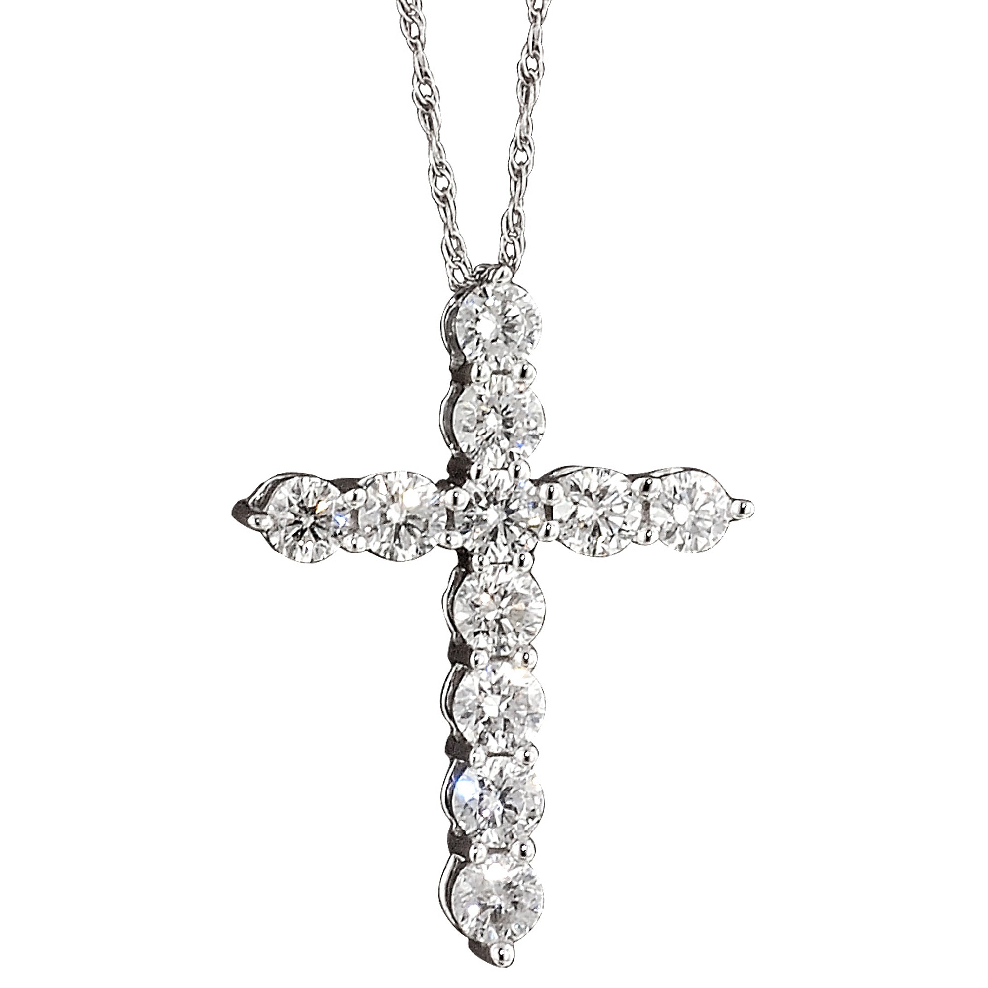Diamond Cross Necklace in 14kt White Gold (1ct tw)