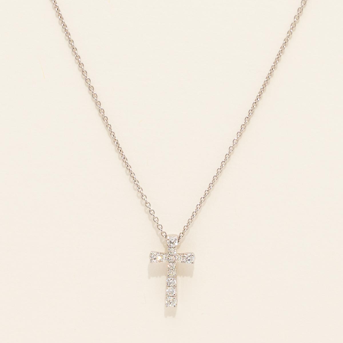 Petite Diamond Cross Necklace in 14kt White Gold (1/10ct tw)