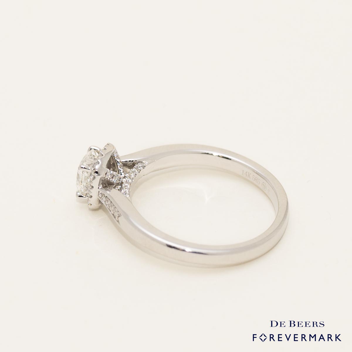 De Beers Forevermark Cushion Diamond Halo Engagement Ring in 14kt White Gold (3/4ct tw)