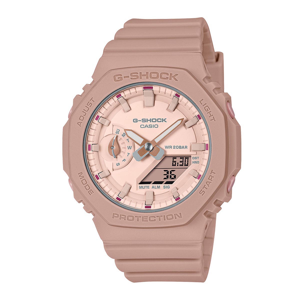 G-Shock Women's Watch with Pink Dial and Pink Resin Band (quartz movement)