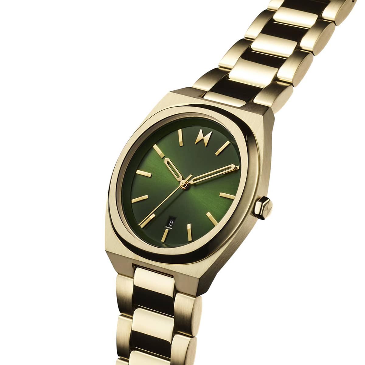 MVMT Odyssey II Mens Watch with Green Dial and Yellow Ion Plated Steel Bracelet (quartz movement)