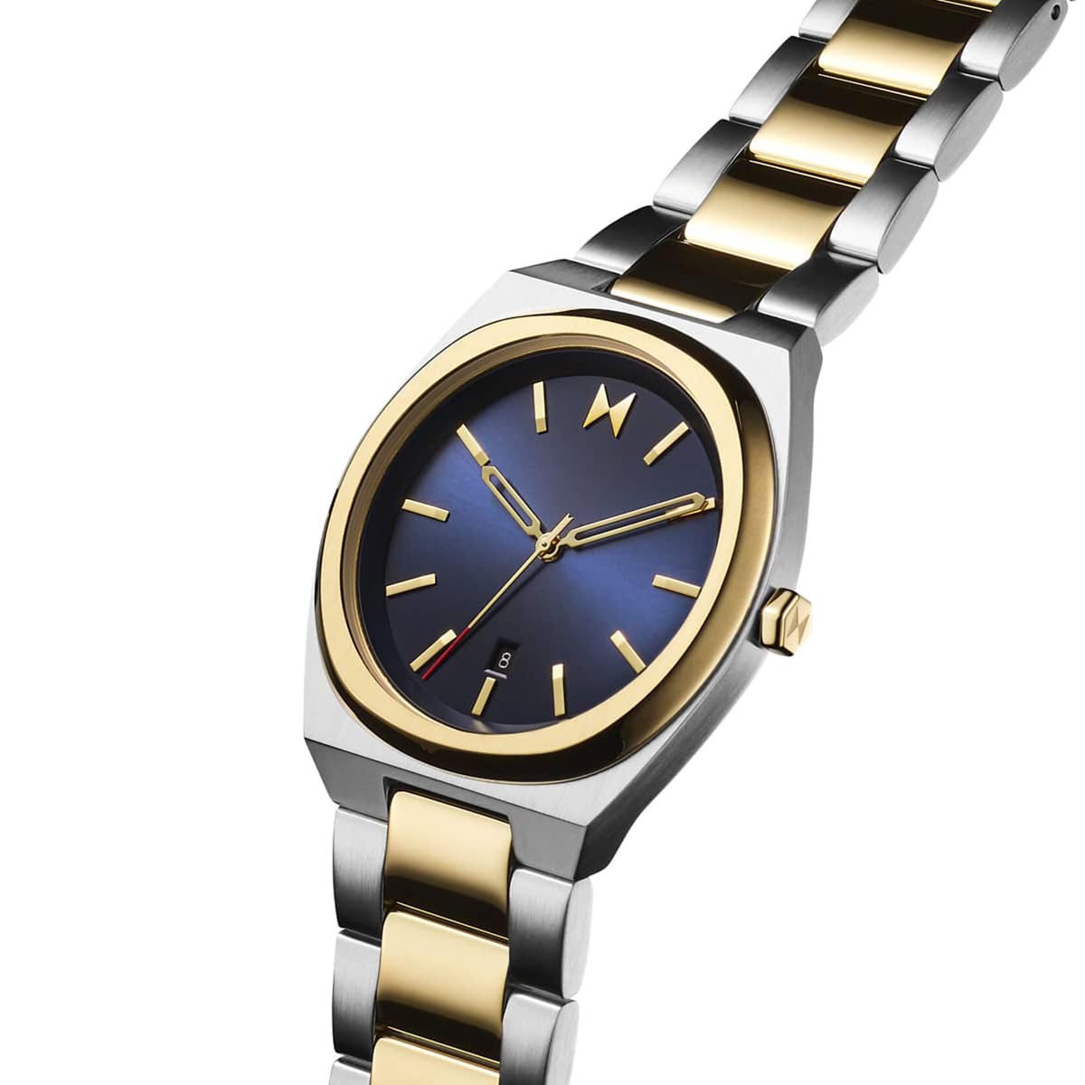 MVMT Odyssey II Mens Watch with Blue Dial and Stainless Steel with Yellow Gold Tone Bracelet (quartz movement)