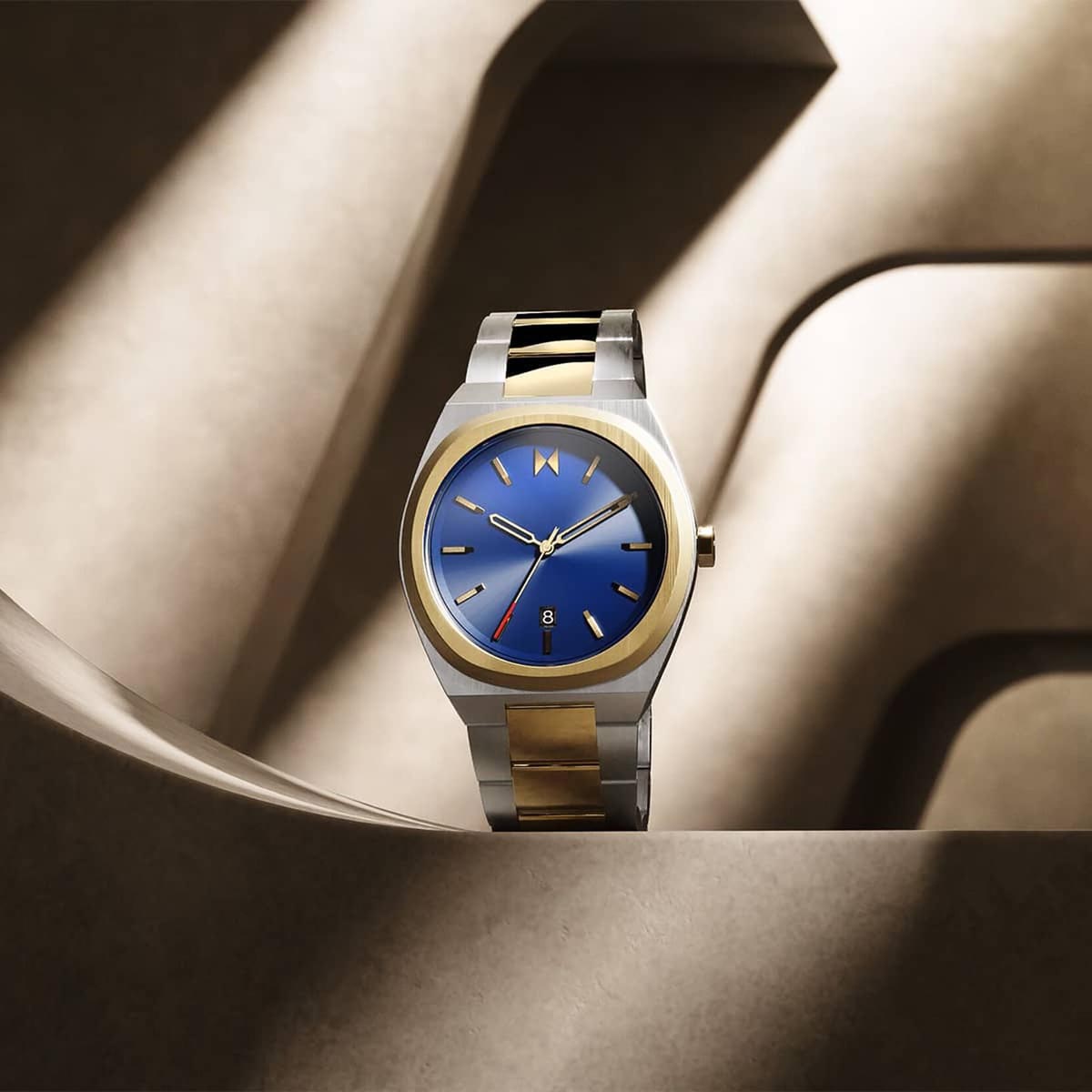 MVMT Odyssey II Mens Watch with Blue Dial and Stainless Steel with Yellow Gold Tone Bracelet (quartz movement)