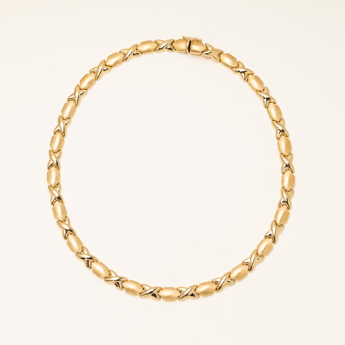 Estate X O Link Necklace in 14kt Yellow Gold (16 inches)