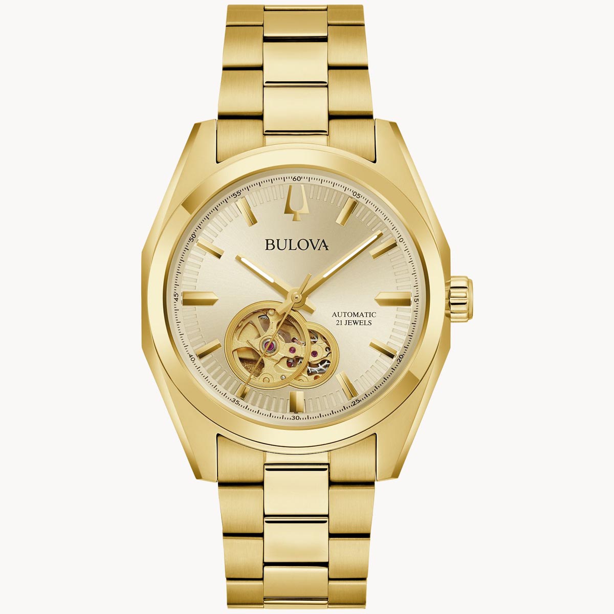 Bulova Surveyor Mens Watch with Yellow Dial and Yellow Gold Toned Bracelet (automatic movement)