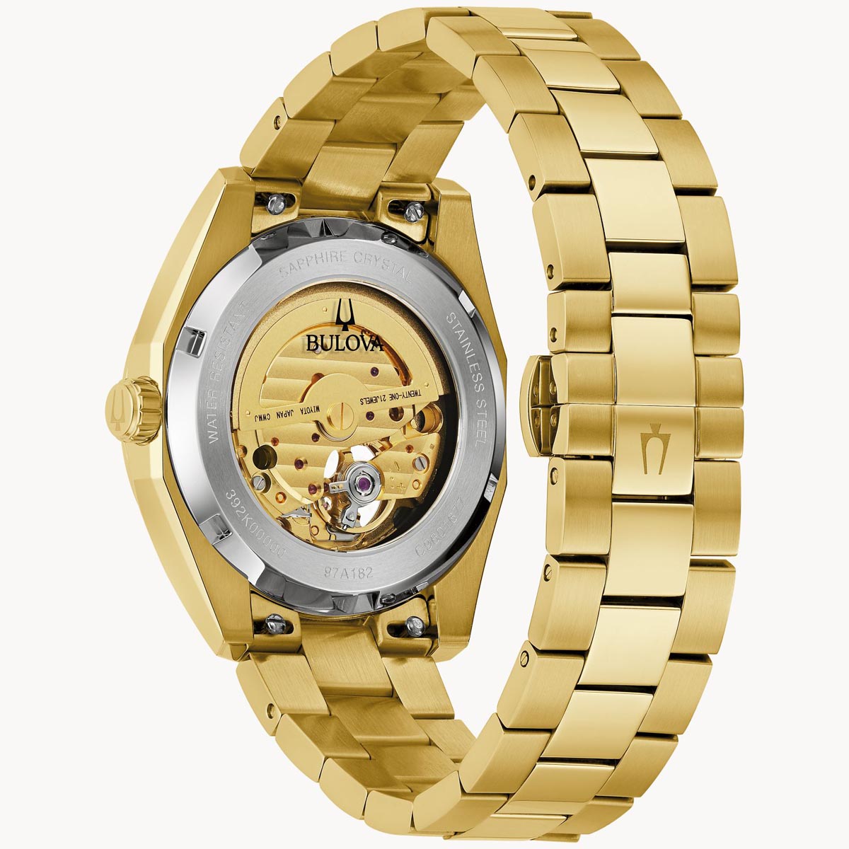 Bulova Surveyor Mens Watch with Yellow Dial and Yellow Gold Toned Bracelet (automatic movement)