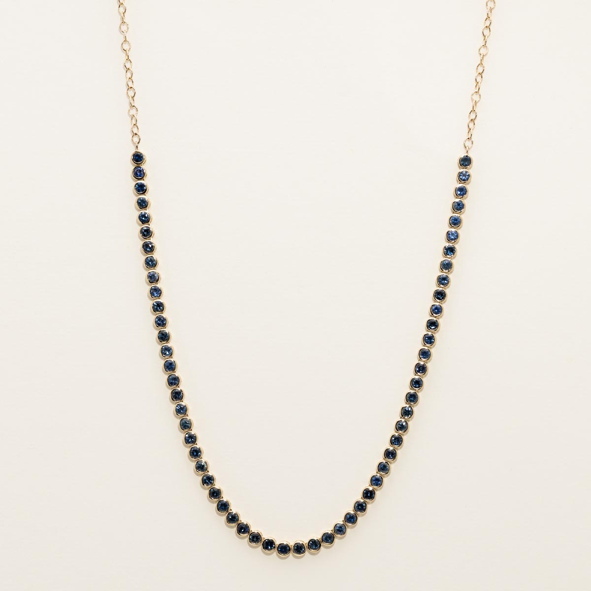Sapphire Bezel Set Necklace in 14kt Yellow Gold