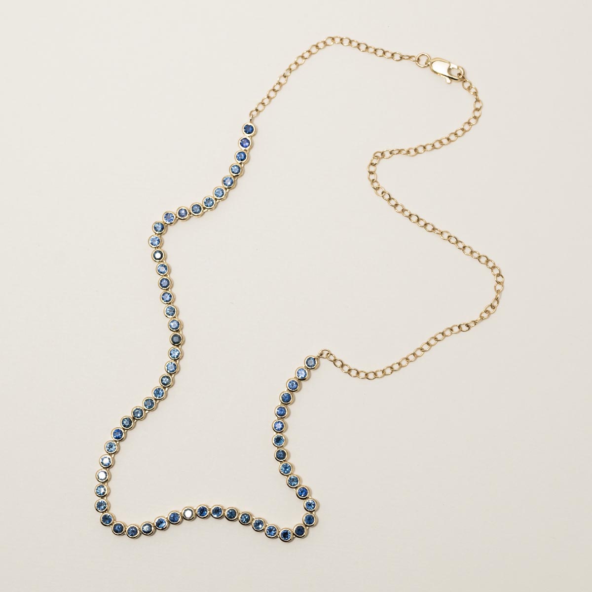 Sapphire Bezel Set Necklace in 14kt Yellow Gold