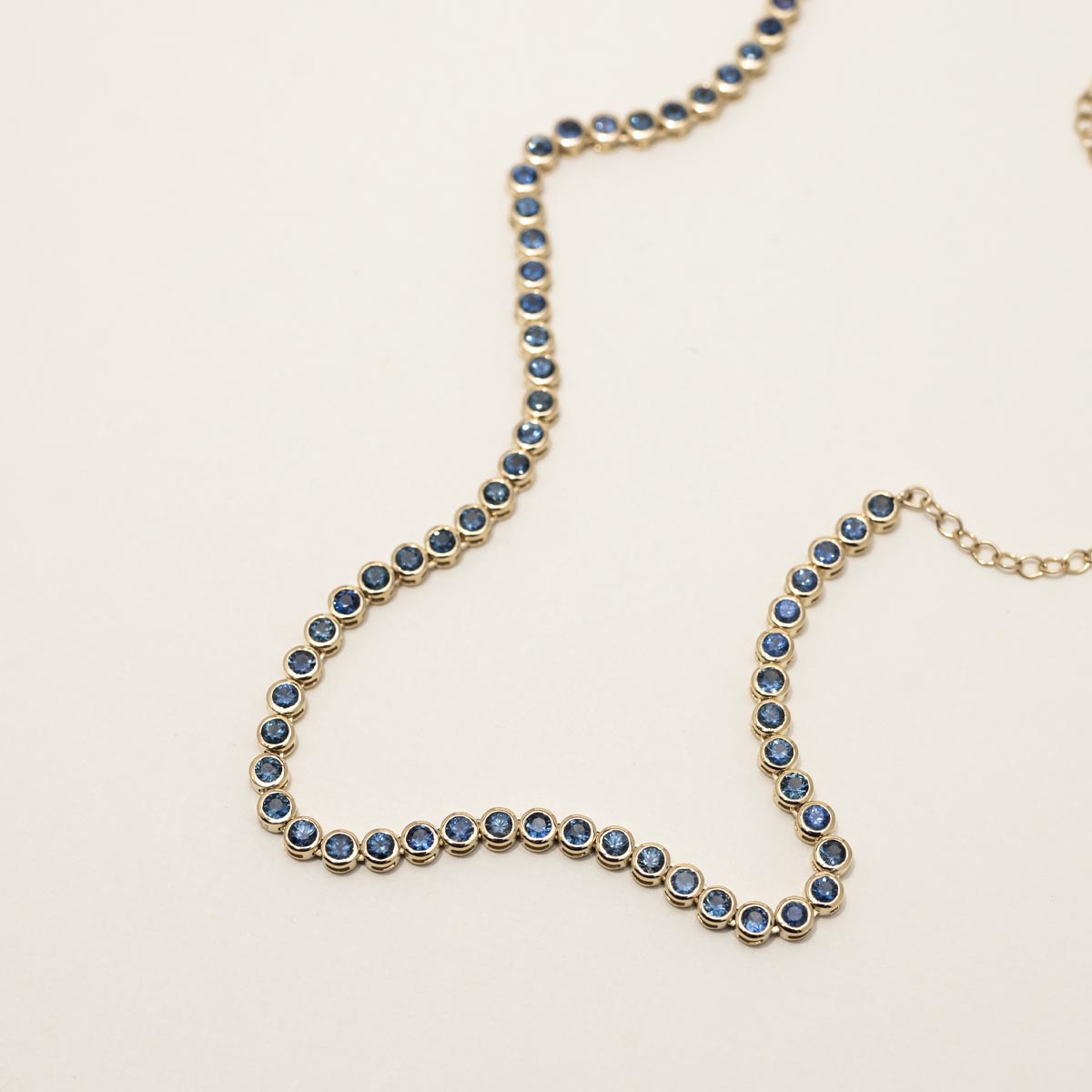 Sapphire Bezel Set Necklace in 14kt Yellow Gold