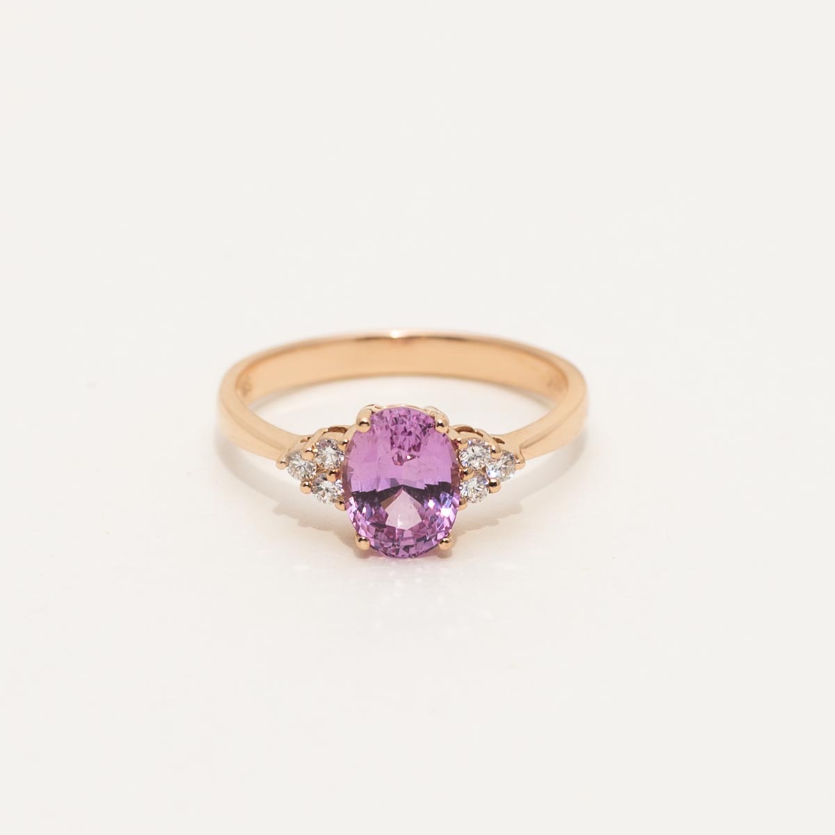 Oval Pink Sapphire Ring in 18kt Rose Gold with Diamonds (1/5ct tw)