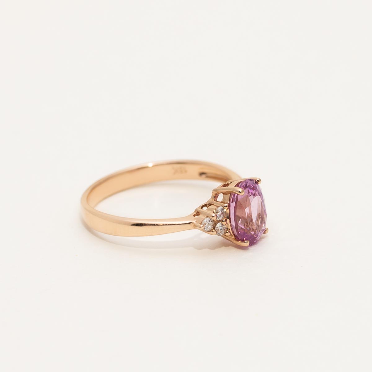 Oval Pink Sapphire Ring in 18kt Rose Gold with Diamonds (1/5ct tw)