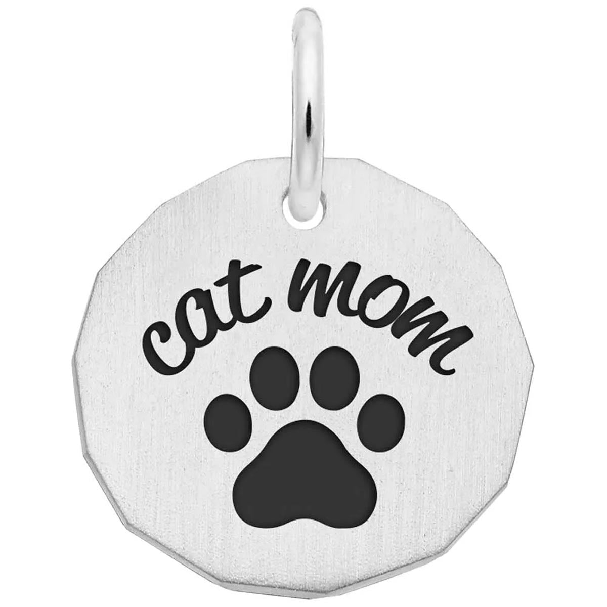 Cat Mom Charm in Sterling Silver
