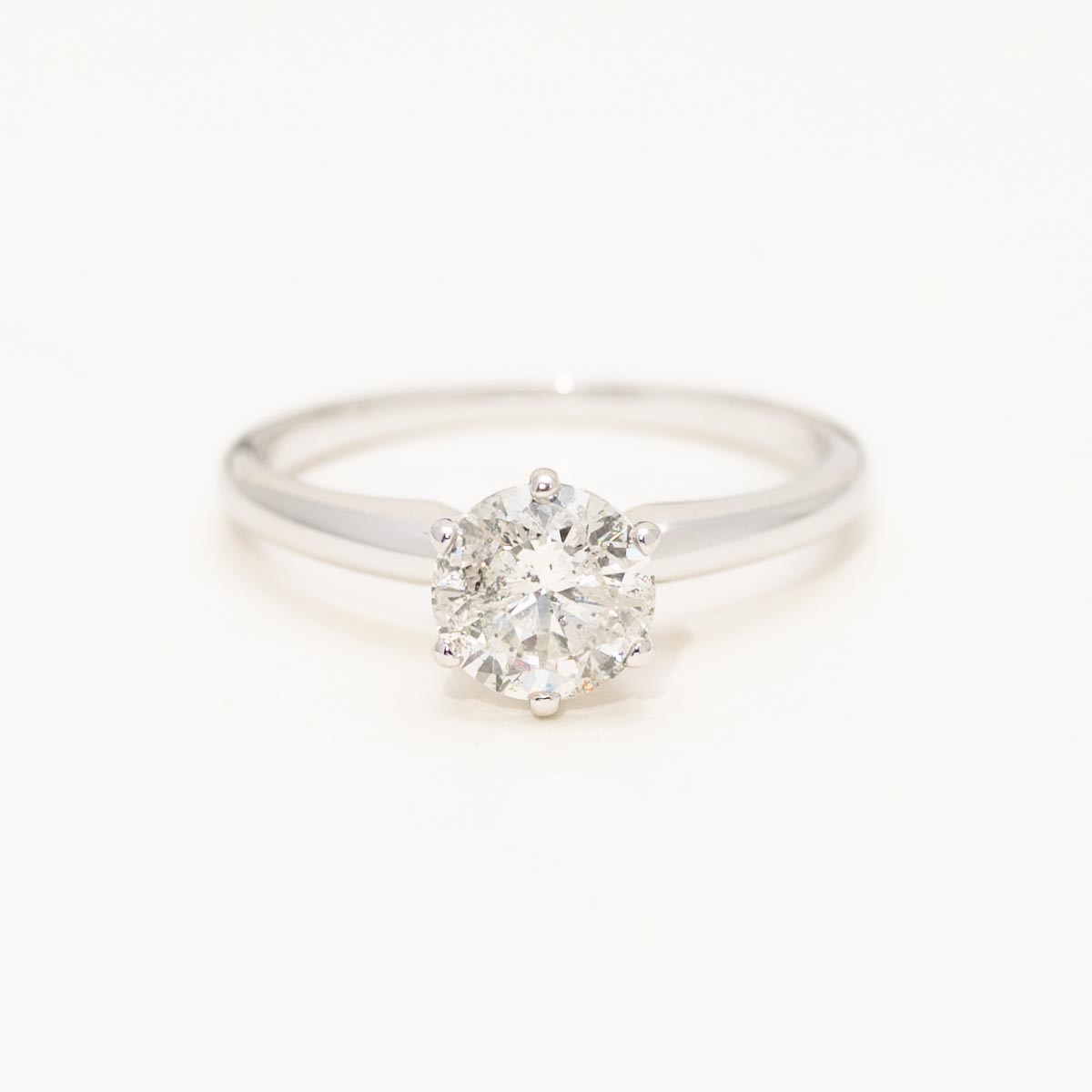 Estate Diamond Solitaire Engagement Ring in 14kt White Gold (1cttw)