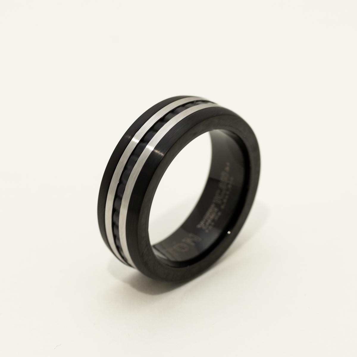 Triton Mens Black Sapphire Eternity Band in Tungsten (8mm)