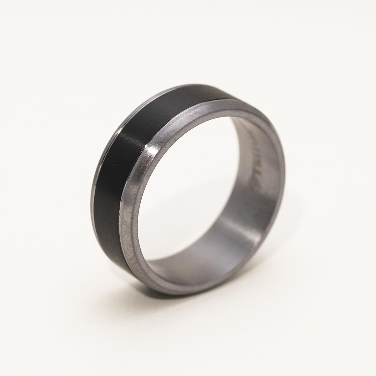 Triton Mens Wedding Band in Tantalum with Black Inlay (8mm)