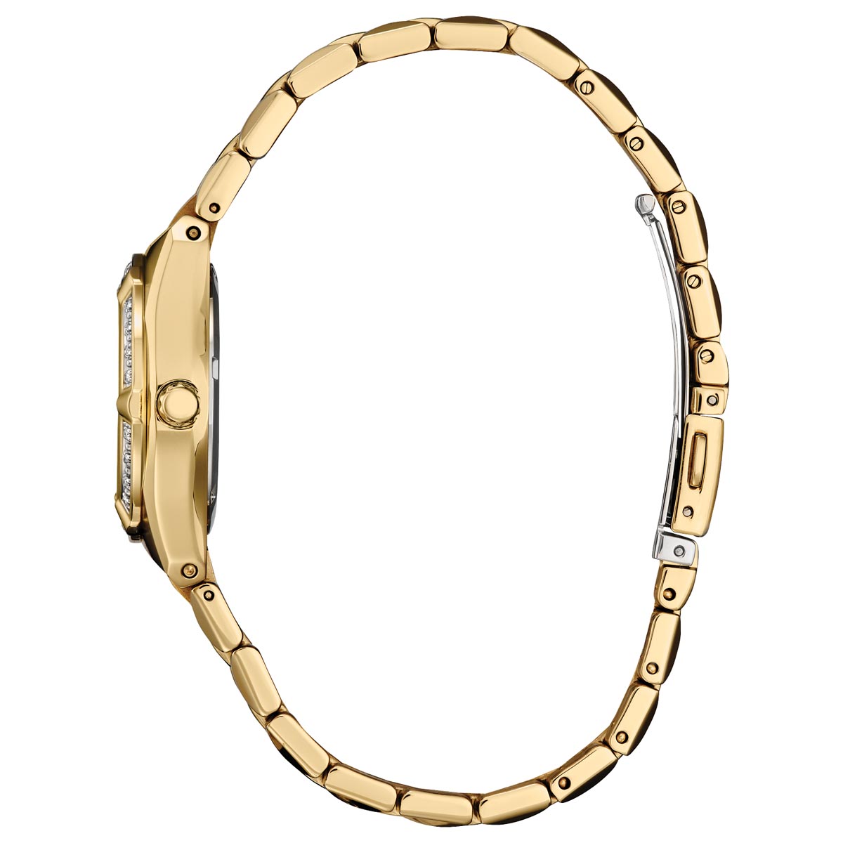 Citizen Corso Womens Diamond Watch with Black Dial and Gold Toned Stainless Steel Bracelet (eco drive movement)
