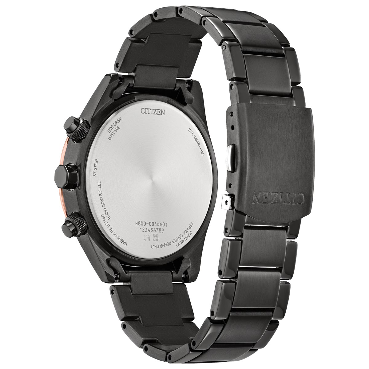 Citizen Sport Luxury Mens Watch with Navy Blue Dial and Black Stainless Steel Bracelet (eco drive movement)