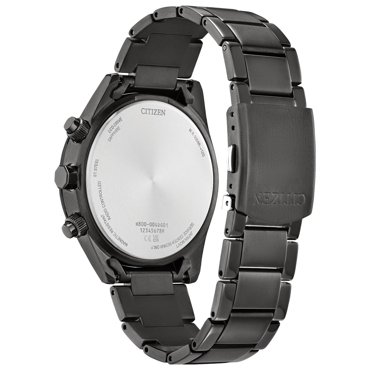 Citizen Sport Luxury Mens Watch with Burgundy Dial and Black Stainless Steel Bracelet (eco drive movement)