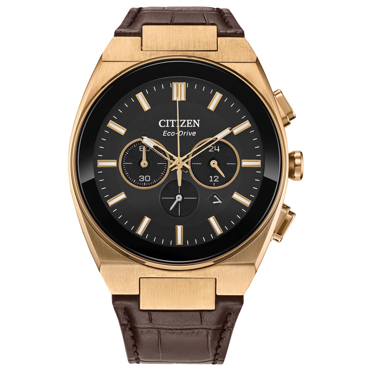 Citizen Axiom SC Mens Watch with Black Dial and Brown Leather Strap (eco drive movement)