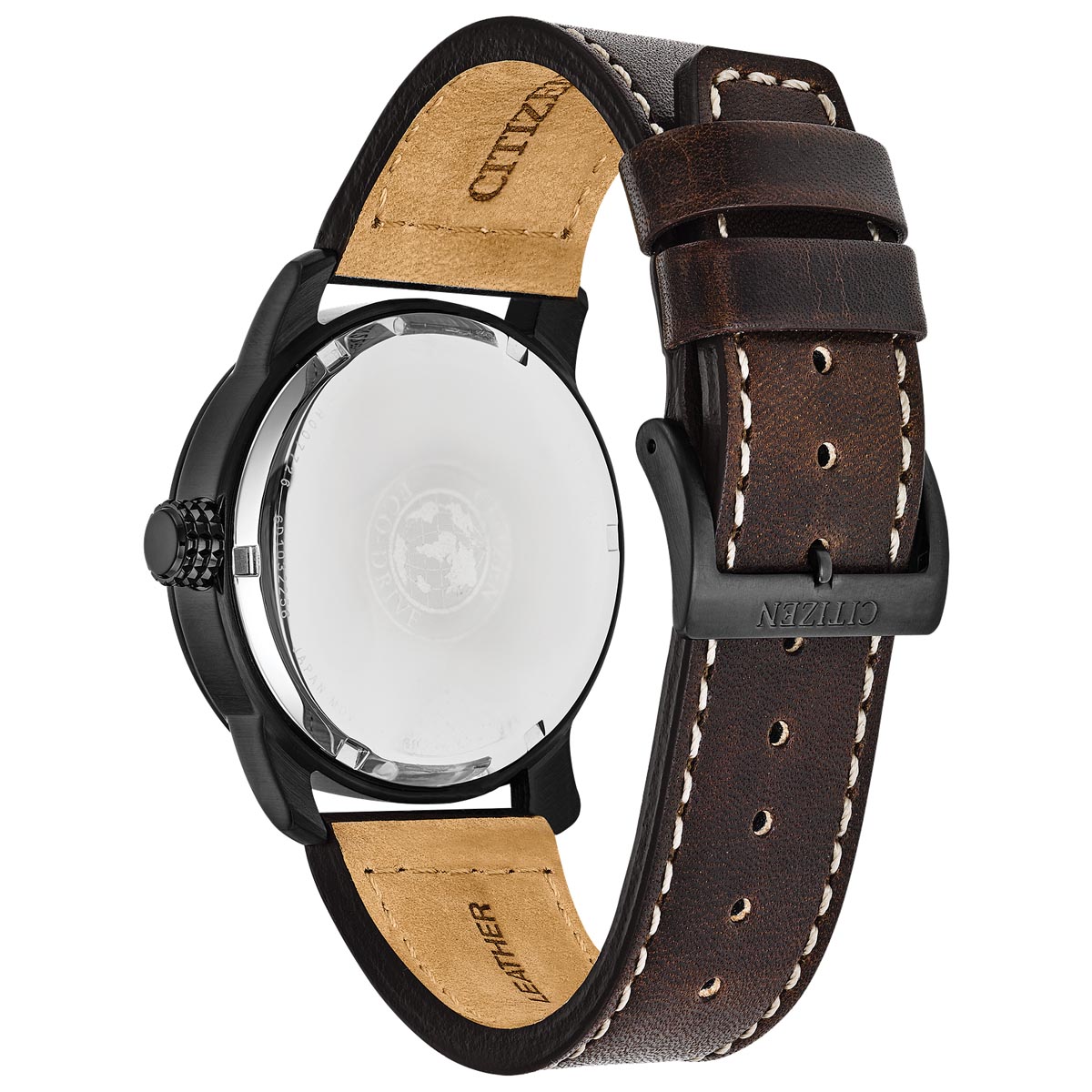 Citizen Garrison Mens Watch with Navy Dial and Brown Leather Strap (eco drive movement)