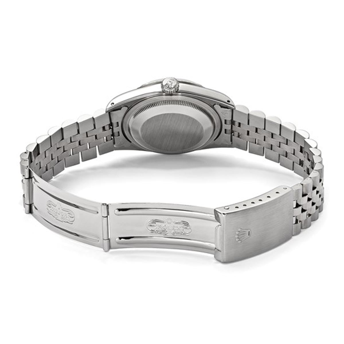 Pre Owned Rolex Oyster Perpetual Datejust with Silver Toned Dial and 18kt White Gold Fluted Bezel and Stainless Steel Jubilee Bracelet (automatic movement)