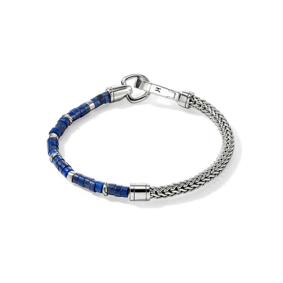John Hardy Classic Chain Collection Heishi Lapis Lazuli Bead Hook Clasp Bracelet in Sterling Silver